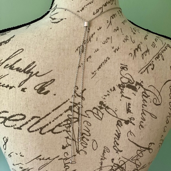 Elegant Touchstone Crystal Silver Tassel Necklace - Picture 8 of 9